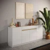 3S. x Home Buffet 4 portes 1 tiroir blanc laqué chene Hot