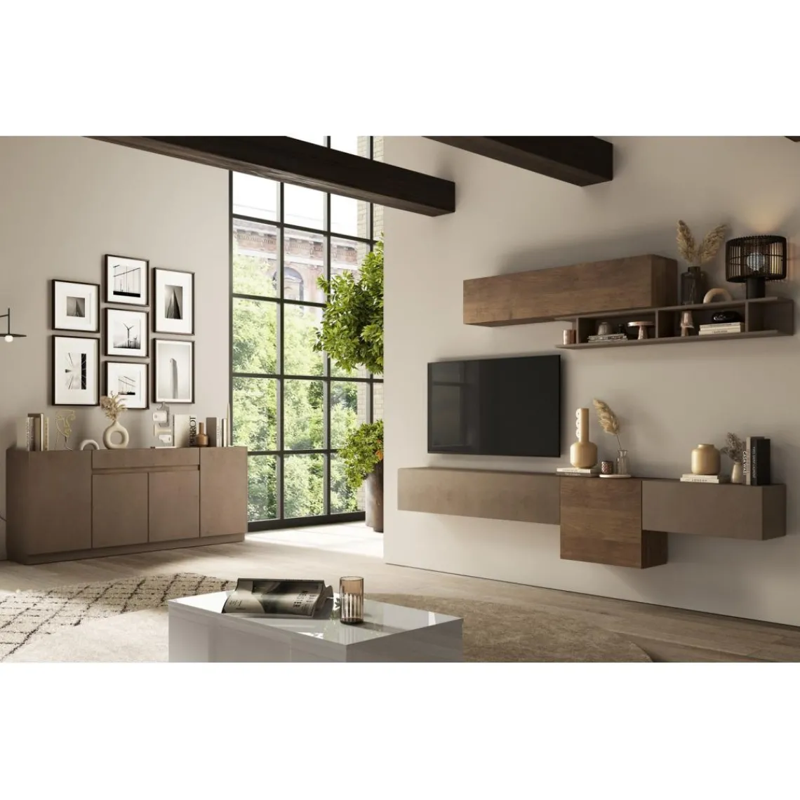 3S. x Home Buffet 4 portes 1 tiroir bonze Discount