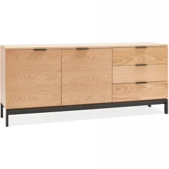 ALTEREGO Buffet 2 Portes 3 Tiroirs Chêne Clair HIGH C Sale