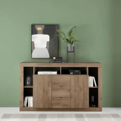 3S. x Home Buffet 2 portes 3 tiroirs chene mercure Hot