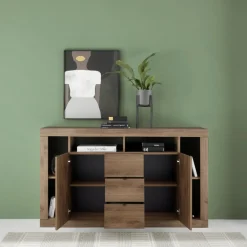 3S. x Home Buffet 2 portes 3 tiroirs chene mercure Hot