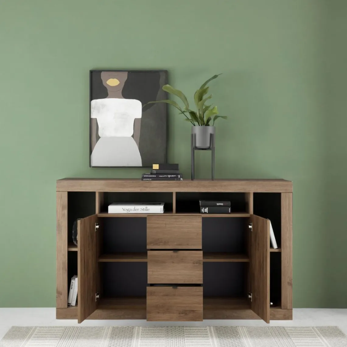 3S. x Home Buffet 2 portes 3 tiroirs chene mercure Hot