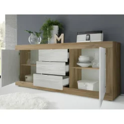 3S. x Home Buffet 2 portes 3 tiroirs en panneaux de particules Sale