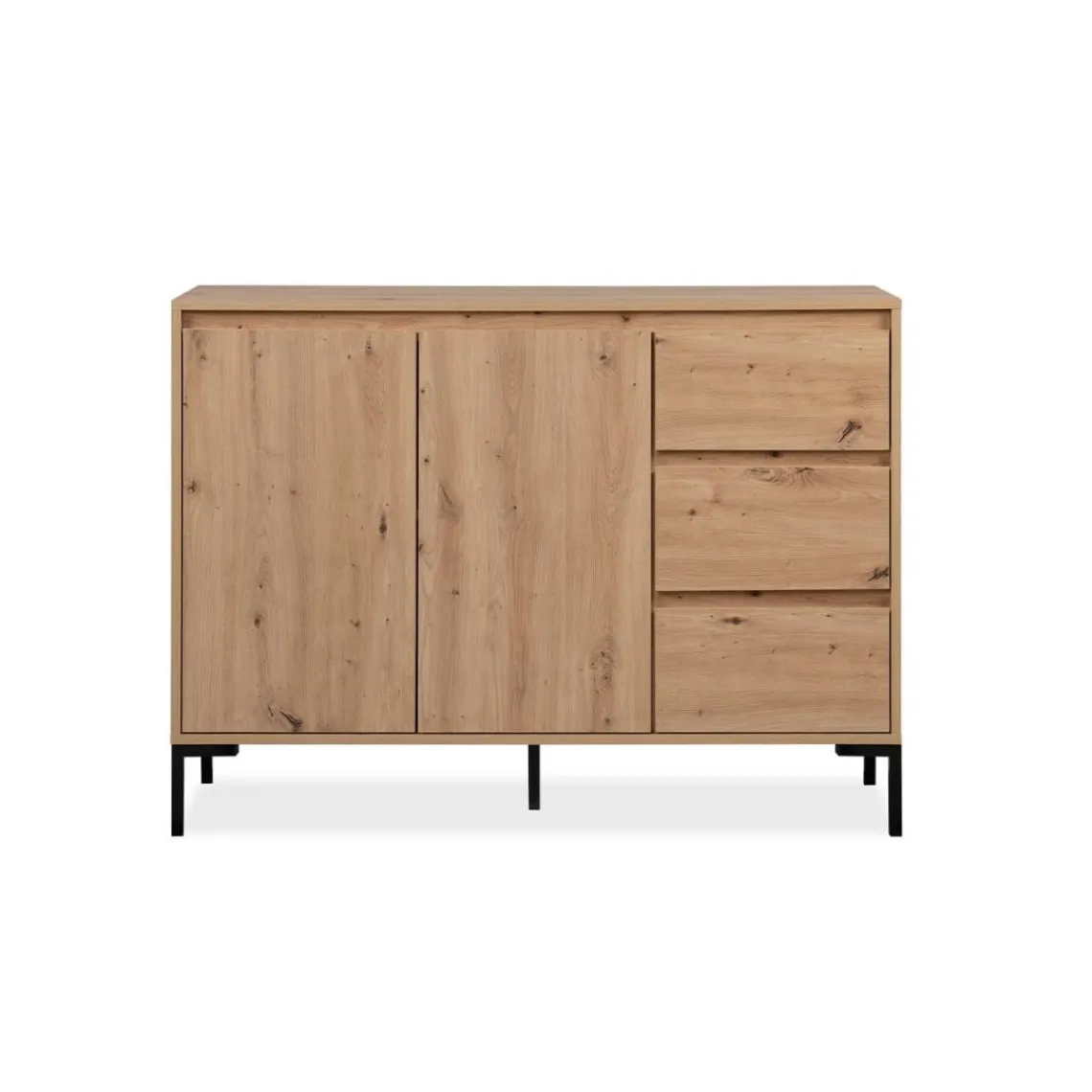 Calicosy Buffet 2 portes 3 tiroirs et 1 étagère PLOCK Beige Outlet