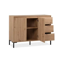Calicosy Buffet 2 portes 3 tiroirs et 1 étagère PLOCK Beige Outlet