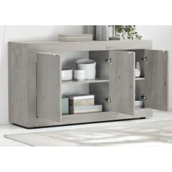 3S. x Home Buffet 3 portes BASIC décor chene pin Discount