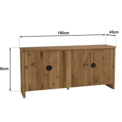 Macabane Buffet 4 portes bois pin recyclé SANDY New