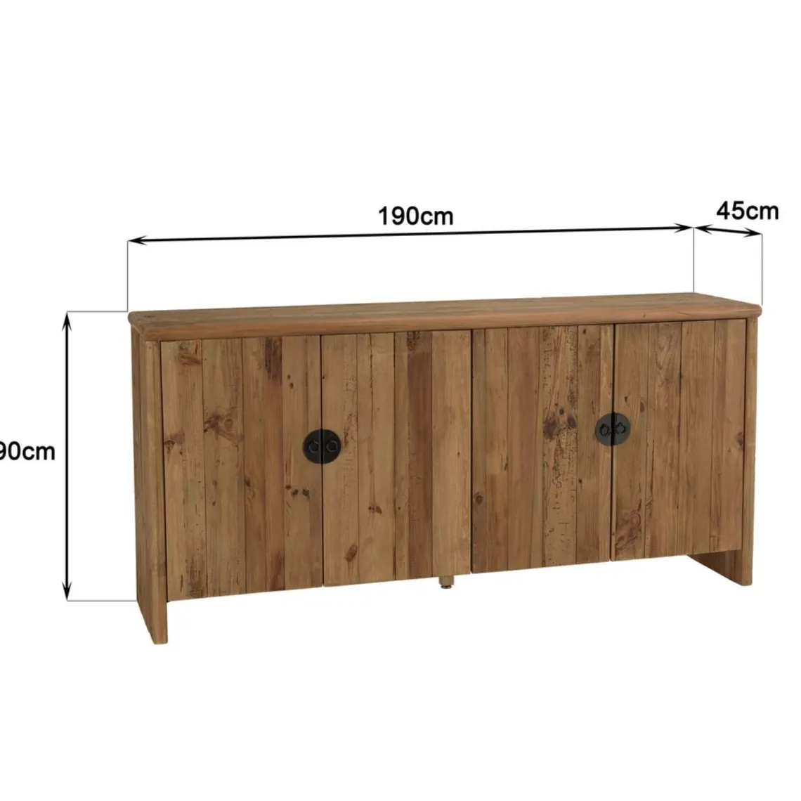 Macabane Buffet 4 portes bois pin recyclé SANDY New