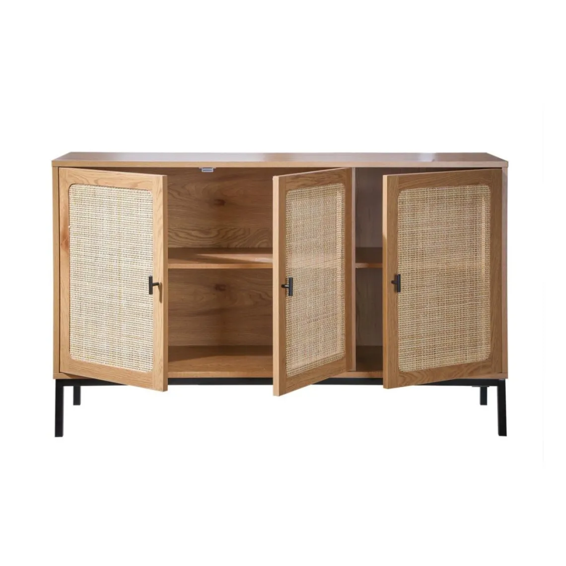 Calicosy Buffet 3 Portes Cannage Rotin en bois Beige Clearance