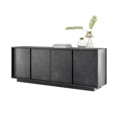 3S. x Home Buffet 4 portes CARRARA décor marbre noir Best