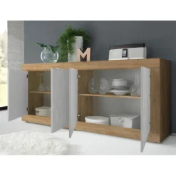 3S. x Home Buffet 4 portes chene cadiz blanche Best