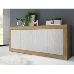 3S. x Home Buffet 4 portes chene cadiz blanche Best