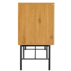 Macabane Buffet 4 portes décor effet bois rainuré noir et naturel SCOTT Sale