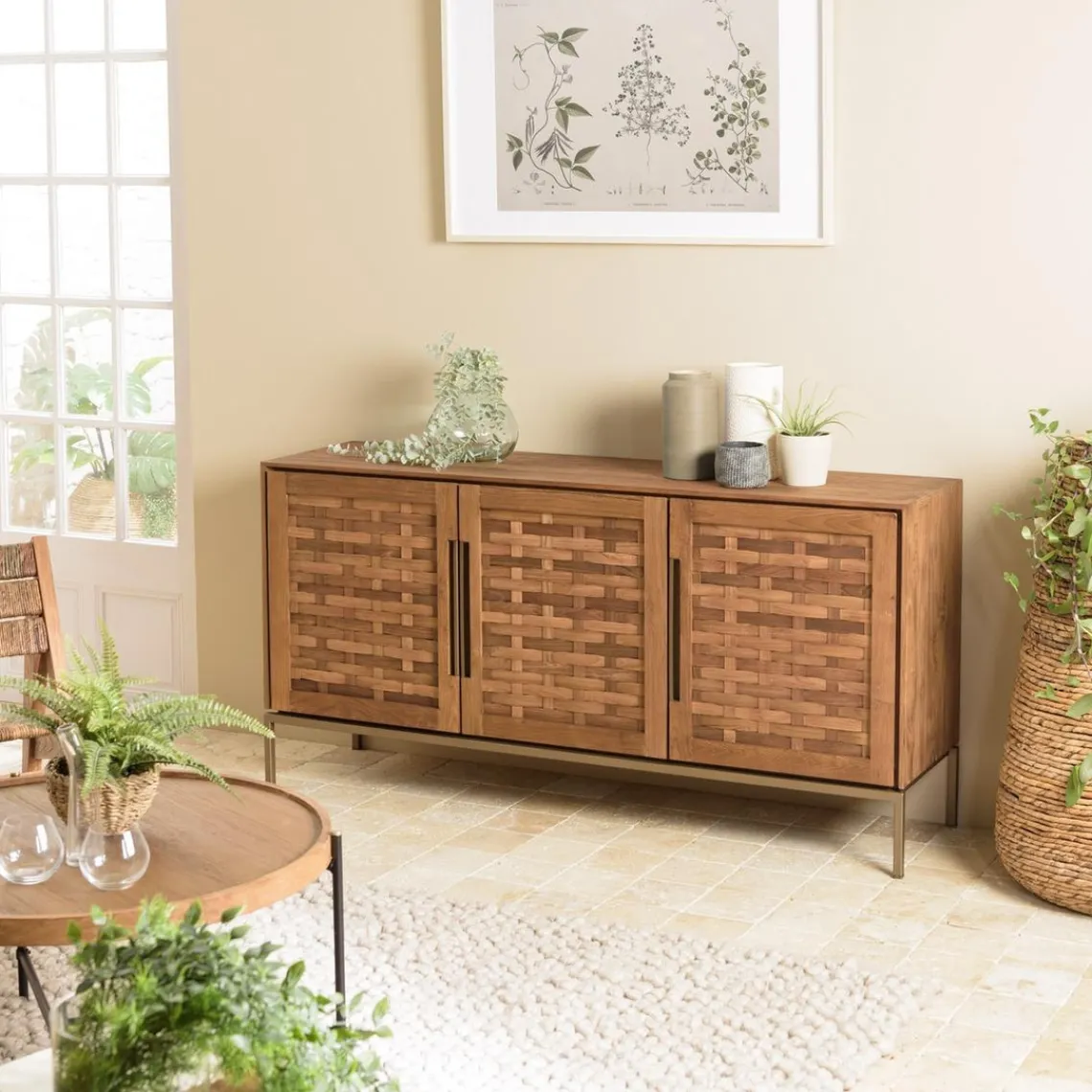 Macabane Buffet 3 portes en bois de teck recyclé New