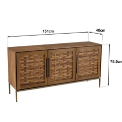 Macabane Buffet 3 portes en bois de teck recyclé New