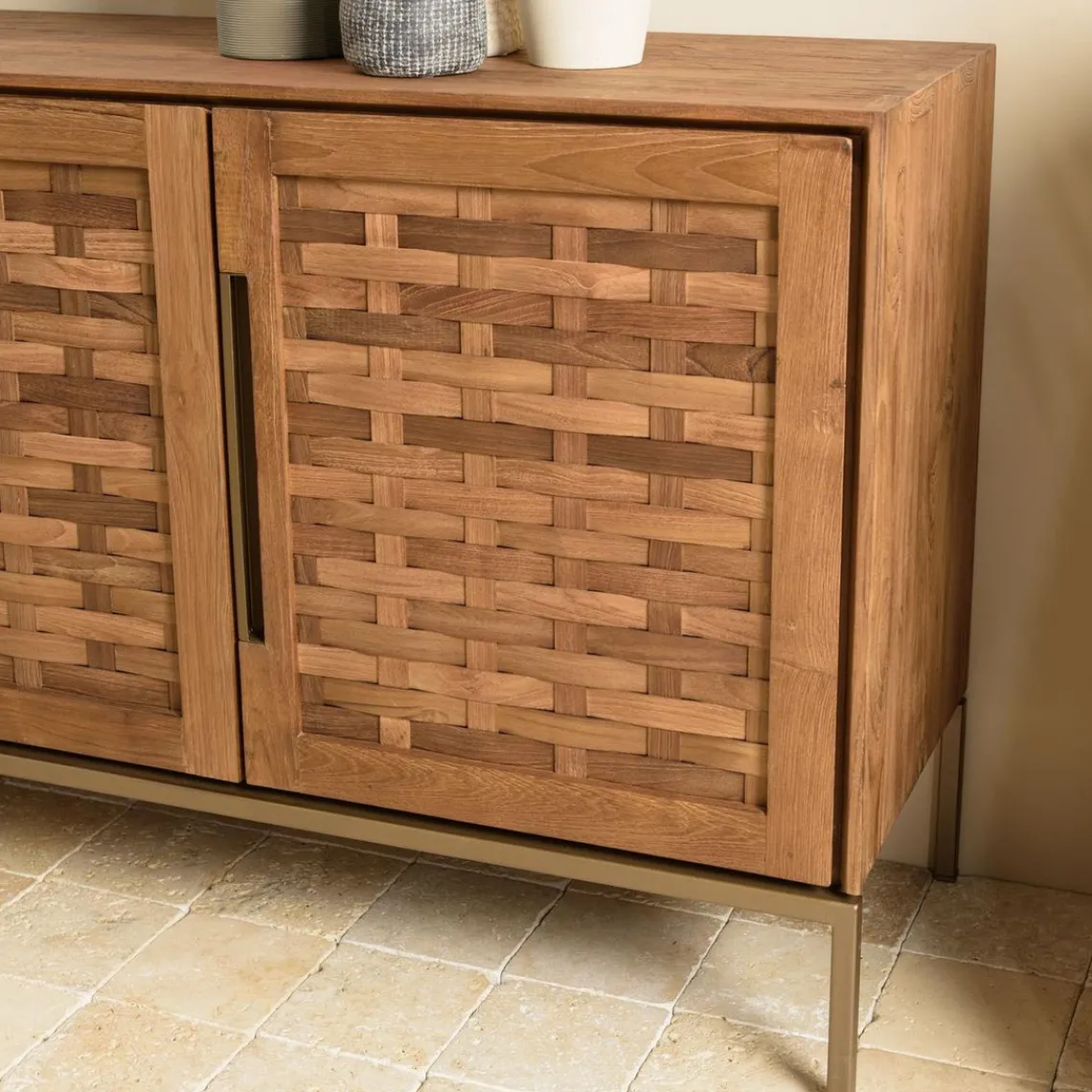 Macabane Buffet 3 portes en bois de teck recyclé New