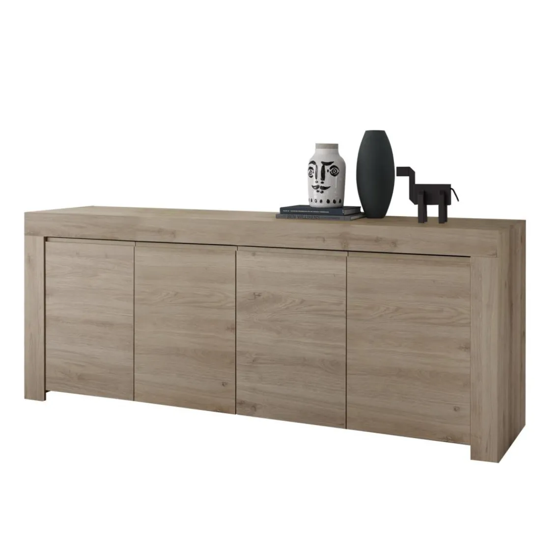 3S. x Home Buffet 4 portes en bois FIRENZE décor chene Outlet