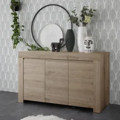 3S. x Home Buffet 3 portes en bois FIRENZE décor chene Discount