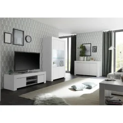 3S. x Home Buffet 3 portes en bois FIRENZE blanc opaque Hot