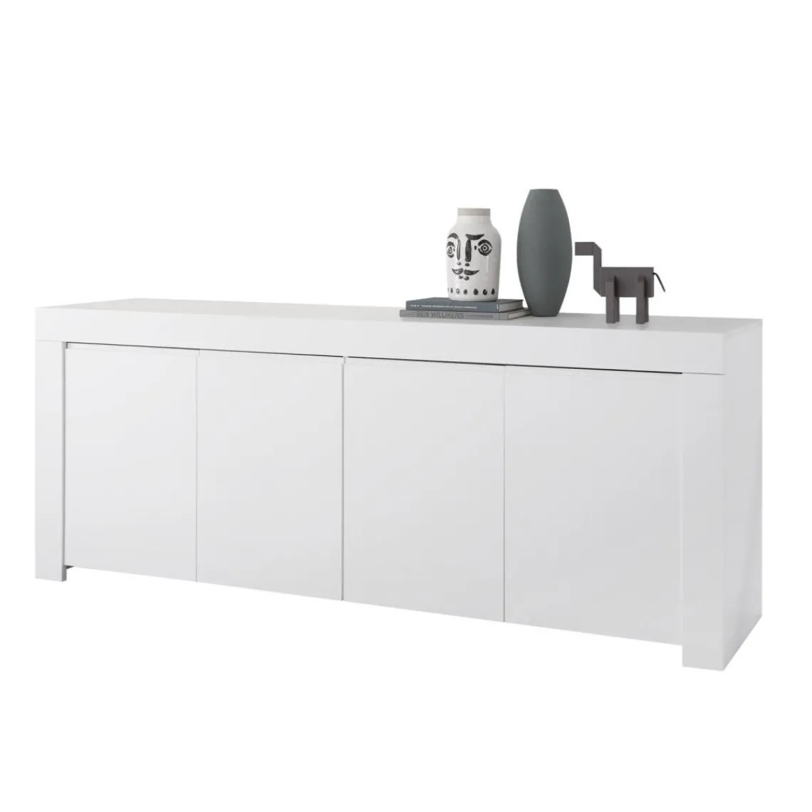 3S. x Home Buffet 4 portes en bois FIRENZE blanc opaque Hot