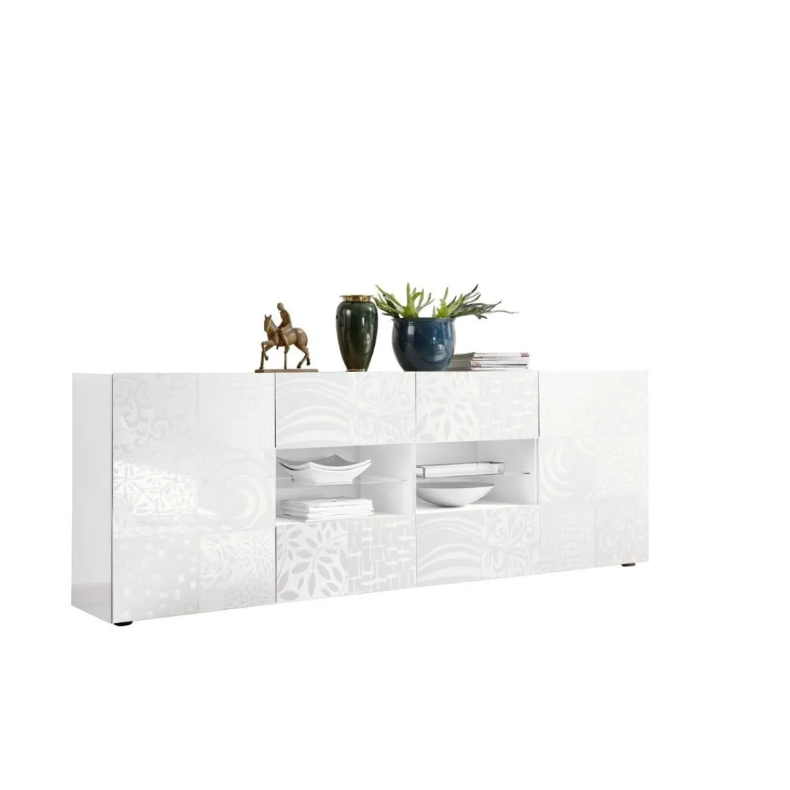 3S. x Home Buffet 2 portes et 4 tiroirs MIRO laqué blanc brillant Online