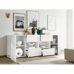 3S. x Home Buffet 2 portes et 4 tiroirs MIRO laqué blanc brillant Online