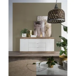 3S. x Home Buffet 2 portes et 3 tiroirs chene blanc New