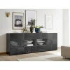 3S. x Home Buffet 2 portes et 4 tiroirs MIRO laqué gris brillant Online