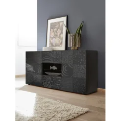 3S. x Home Buffet 2 portes et 2 tiroirs MIRO laqué gris brillant Online