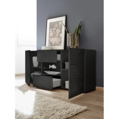 3S. x Home Buffet 2 portes et 2 tiroirs MIRO laqué gris brillant Online