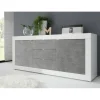 3S. x Home Buffet 2 portes et 3 tiroirs BASIC blanc et décor beton New