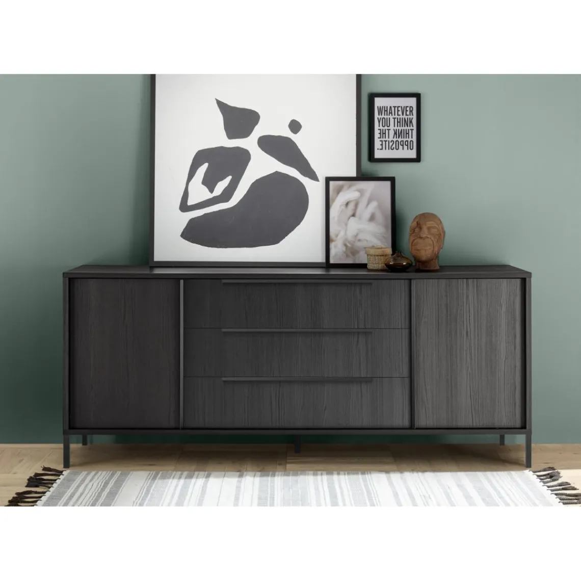 3S. x Home Buffet 2 portes et 3 tiroirs panneaux de particules Best