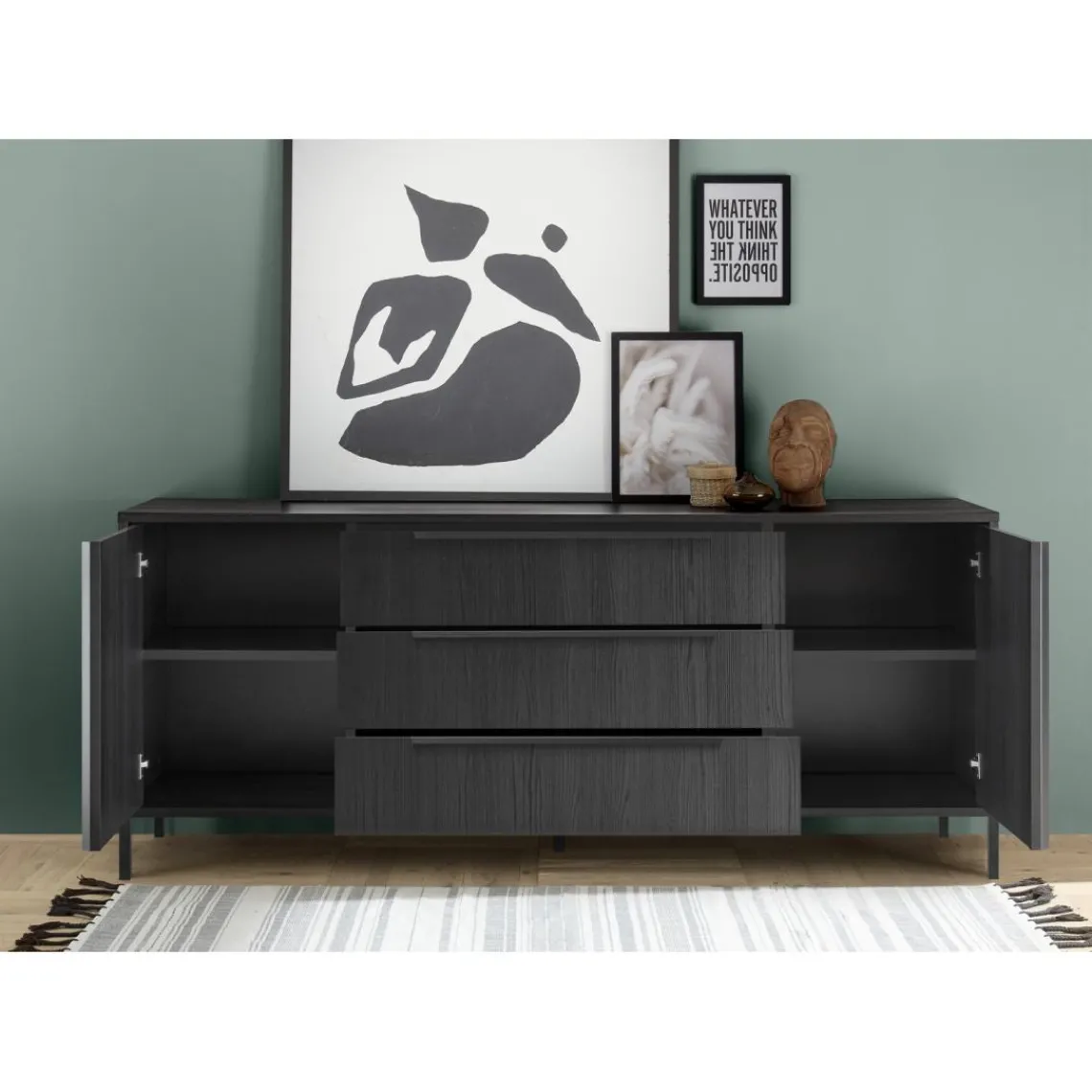 3S. x Home Buffet 2 portes et 3 tiroirs panneaux de particules Best