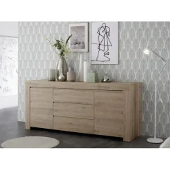 3S. x Home Buffet 2 portes et 3 tiroirs en bois FIRENZE décor chene Best