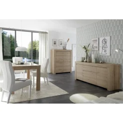 3S. x Home Buffet 2 portes et 3 tiroirs en bois FIRENZE décor chene Best