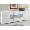 3S. x Home Buffet 2 portes et 4 tiroirs DAMA laqué blanc brillant Discount