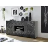 3S. x Home Buffet 2 portes et 2 tiroirs PRISMA laqué anthracite brillant Clearance