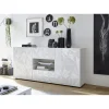 3S. x Home Buffet 2 portes et 2 tiroirs PRISMA laqué blanc brillant Discount