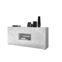 3S. x Home Buffet 2 portes et 2 tiroirs PRISMA laqué blanc brillant Discount