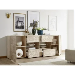 3S. x Home Buffet 2 portes et 4 tiroirs MIRO décor chêne