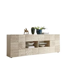 3S. x Home Buffet 2 portes et 4 tiroirs MIRO décor chêne