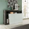 3S. x Home Buffet 3 portes HAMBURG laqué blanc et oxyde Best