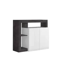 3S. x Home Buffet 2 portes HAMBURG laqué blanc et oxyde Hot