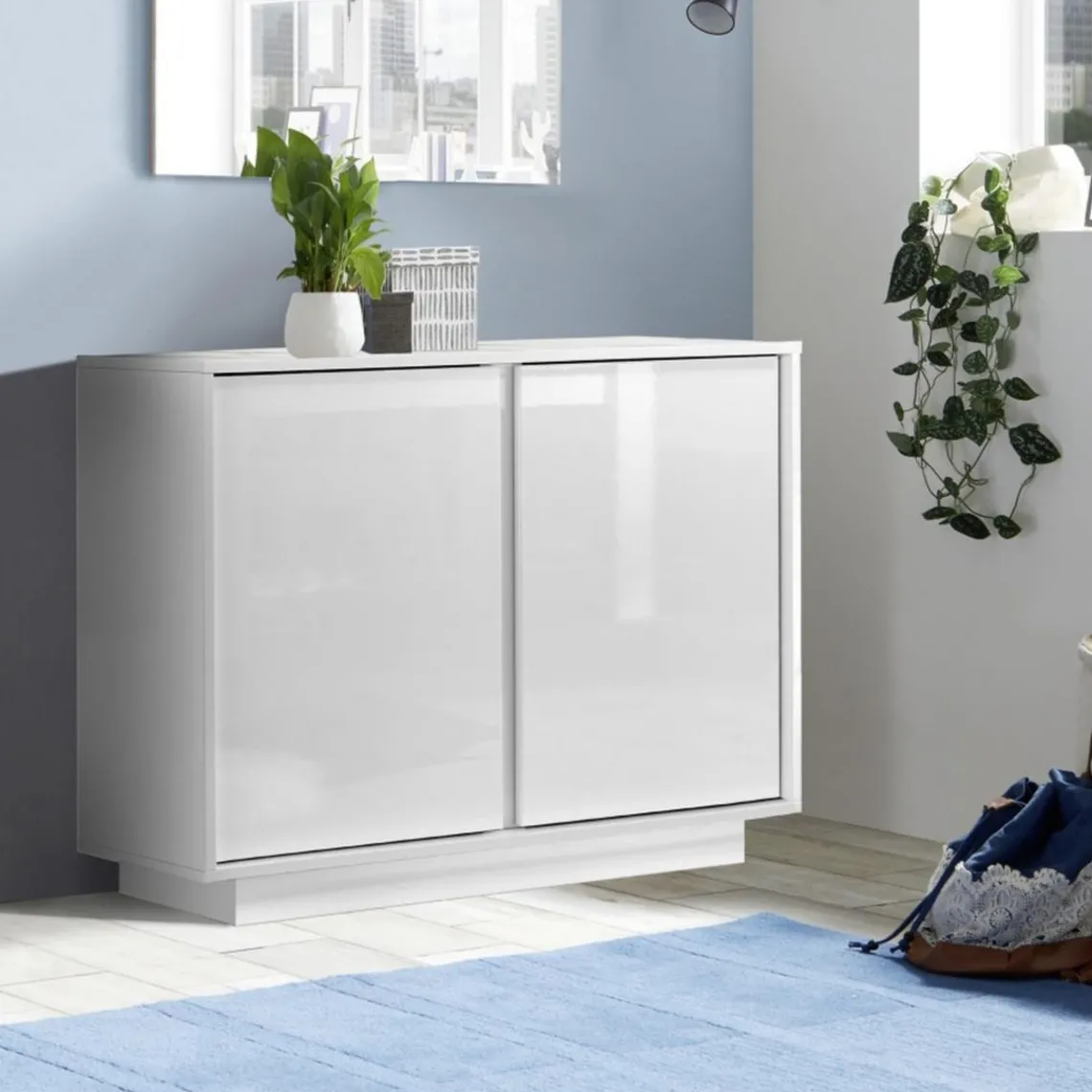 3S. x Home Buffet 2 portes ICE laqué blanc brillant Discount