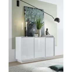 3S. x Home Buffet 3 portes ICE laqué blanc brillant
