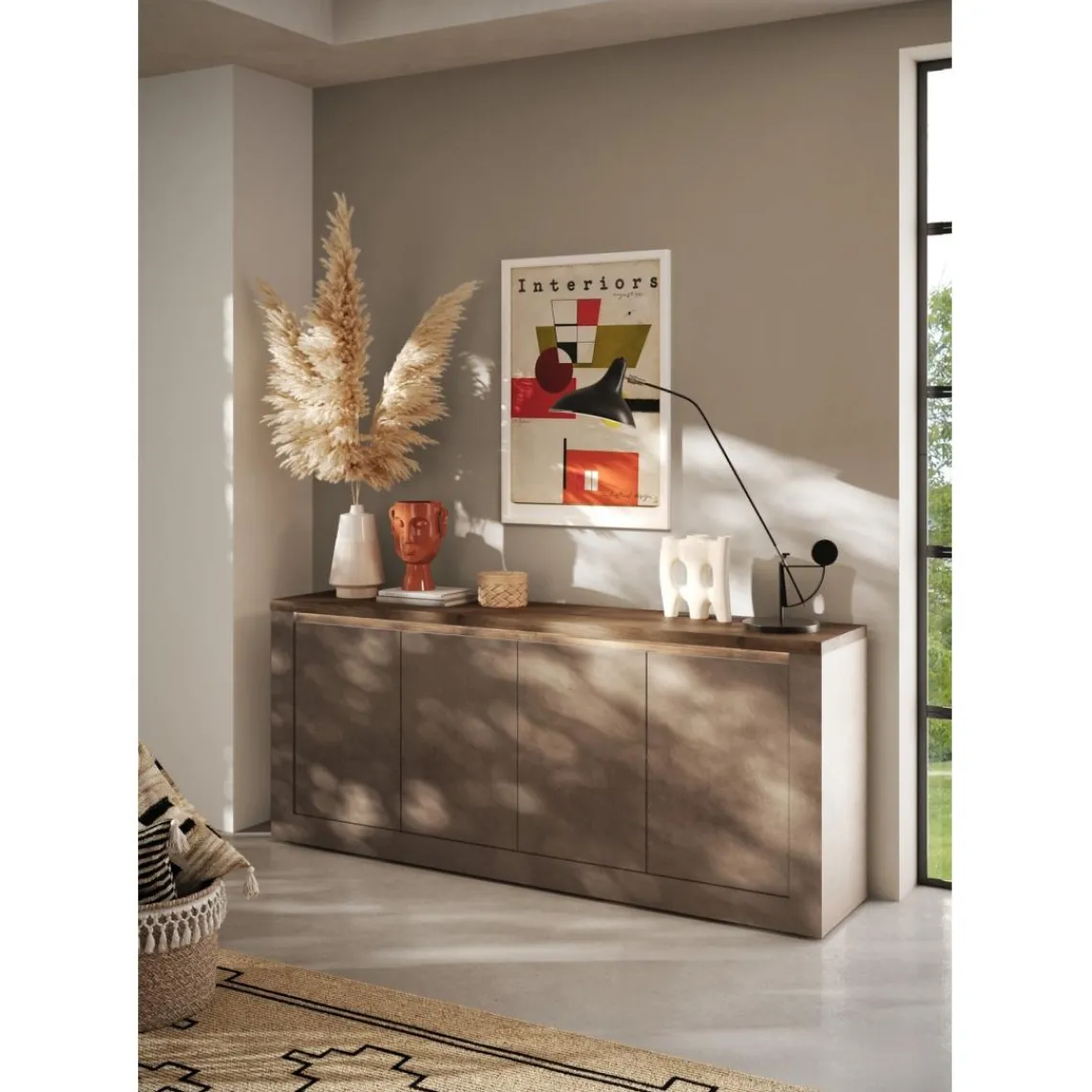 3S. x Home Buffet 4 portes ISCHIA avec éclairage LED intégré Hot