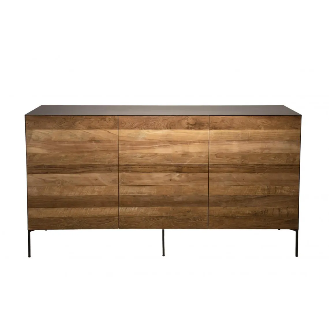 Macabane Buffet 3 Portes MADISON Bois Teck Recyclé Métal Et Pieds Métal