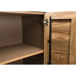 Macabane Buffet 3 Portes MADISON Bois Teck Recyclé Métal Et Pieds Métal