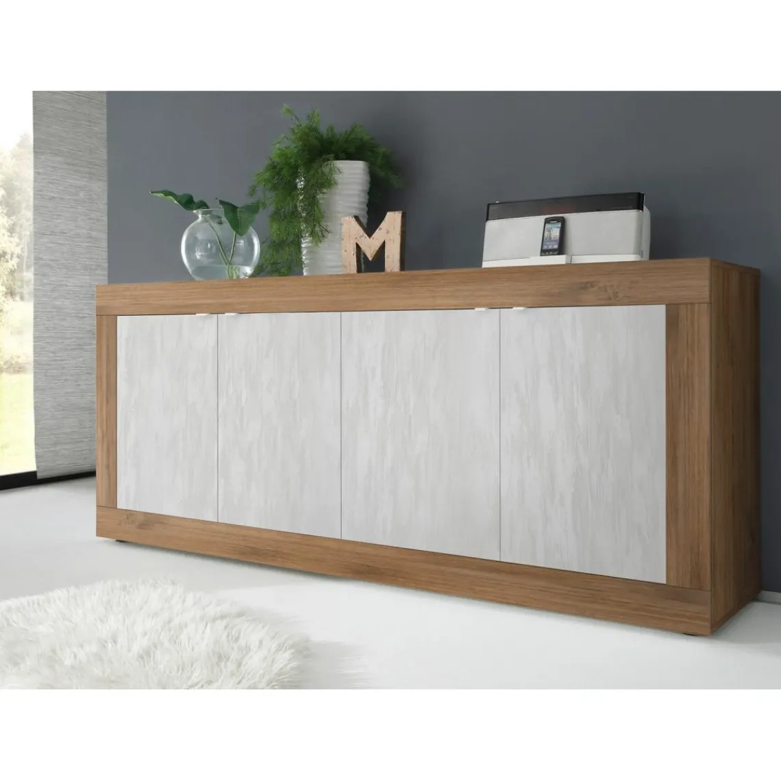 3S. x Home Buffet 4 portes Mercure en panneaux de particules Outlet
