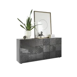 3S. x Home Buffet 3 portes MIRO laqué gris brillant Discount